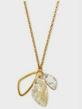 Kendra Scott NWT McKenna Charm Necklace "White Mix"  14K Vintage Gold Plated